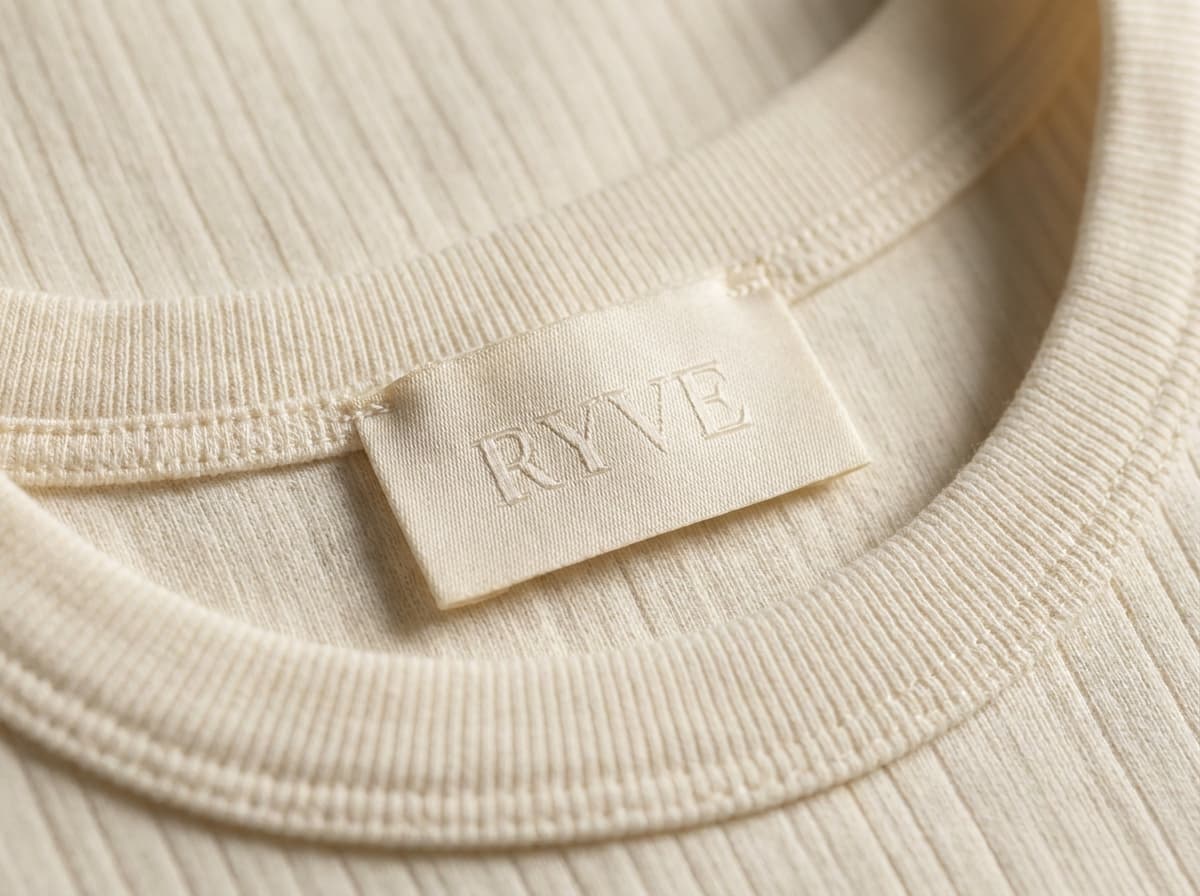 RYVE tonal woven neck label detail